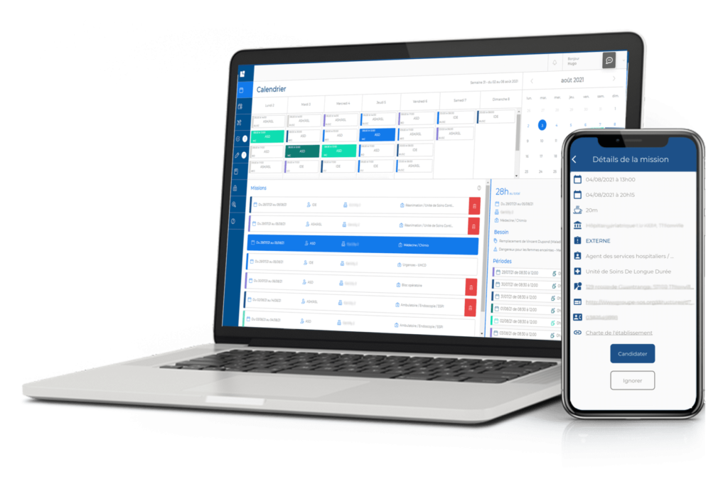 Ecran affichant l'interface de la plateforme STAFFELIO